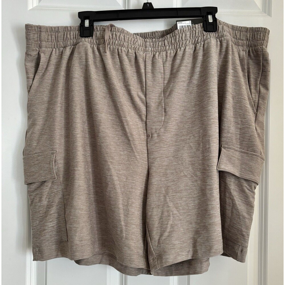 FLXMENSLUXURY SOFT CARGO SHORTS SIZE XXL 7 IN INSEAM WICKING CADE KHAKI EVERYDAY